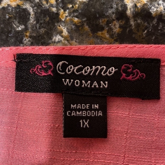 C womens Cocomo casual solid pink 3/4 sleeve plus size top 1X - Picture 4 of 4